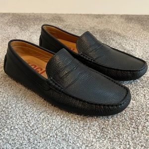 1901 black leather driving moccasins loafers shoes size 10